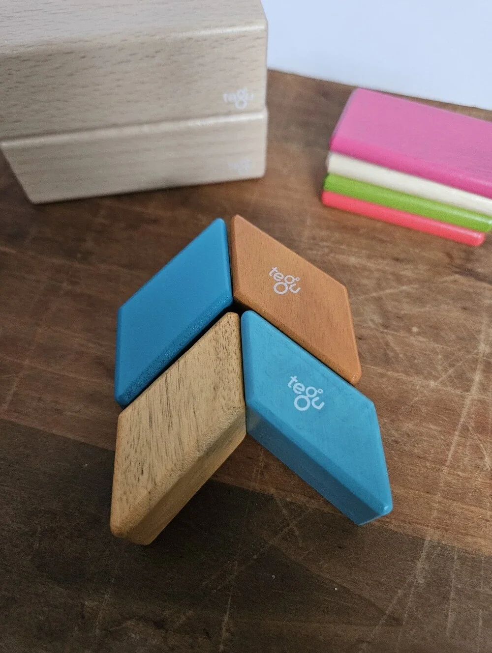 Tegu Assorted Magnetic Wood Blocks Replacement Pieces 10 Count